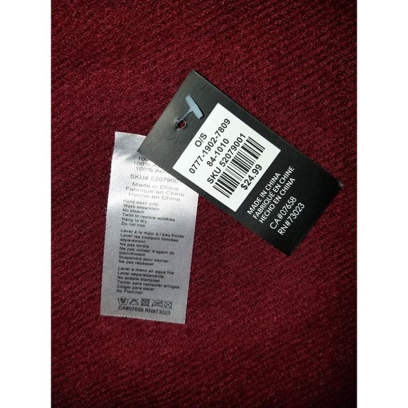 Cabin Fever Burgundy Shawl Poncho Wrap Scarf One Size  NWT - Picture 5 of 7